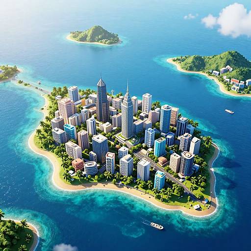 3D Archipelago with Urban Miniature Island