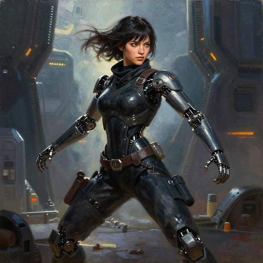 Oil Painting of Cyber Ninja