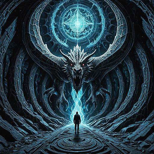 Ancient Rune Dragon in Crystalline Cavern