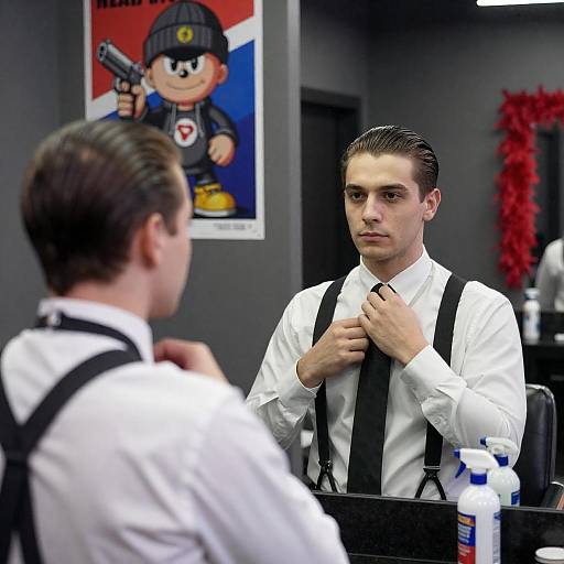 Barbershop Tie Adjustment and Reflection