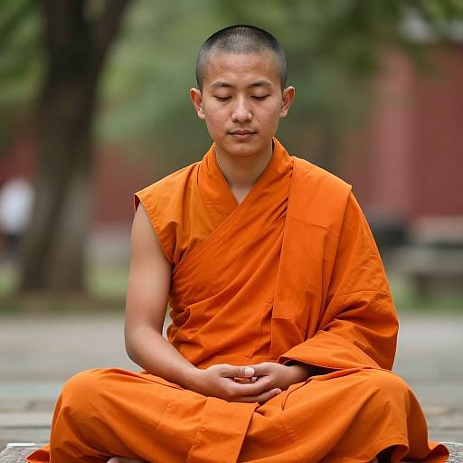 Meditating Buddhist Monk in Monastery