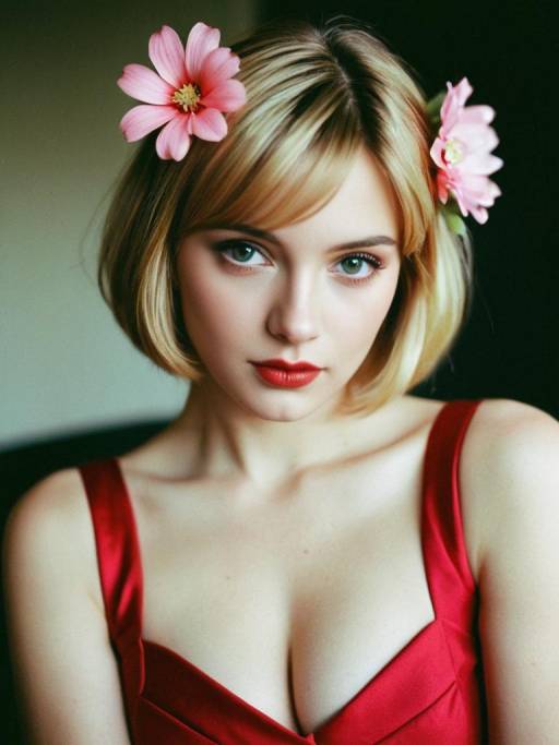 Realistic Portrait of a Flower Girl