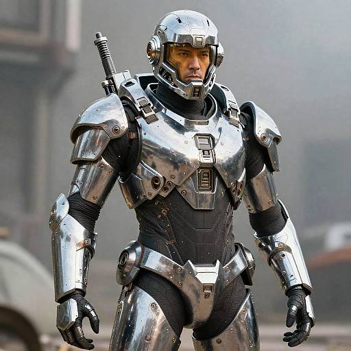 Futuristic Stoic Veteran Soldier Portrait