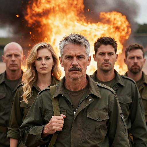 Five Adults in Fiery Chaos