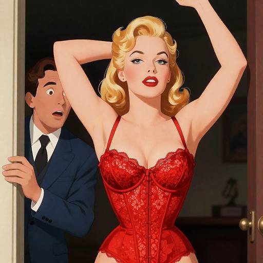 Vintage Illustration of Confident Duo