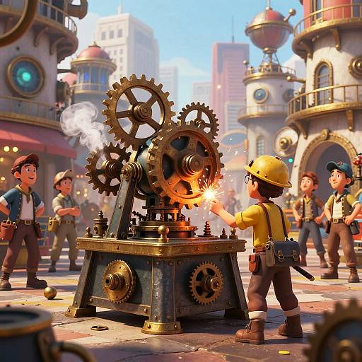 Young Inventor Unveils Steampunk Machine