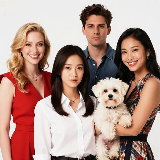 Family Portrait with a Fluffy Dog