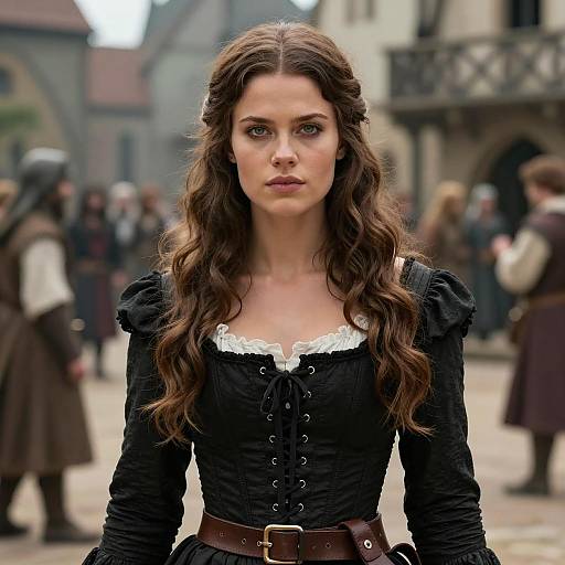 Young Woman in Black Renaissance Corset