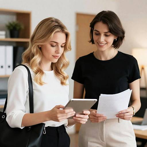 Dynamic Office Scene with Two Women