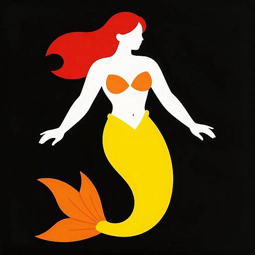 Patrick Nagel Style Minimalist Mermaid