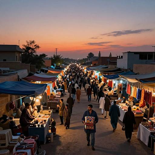 Impressionistic Twilight Market Scene
