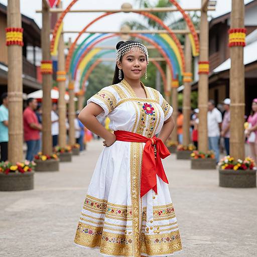 Filipino Woman in Traditional Dance Costume