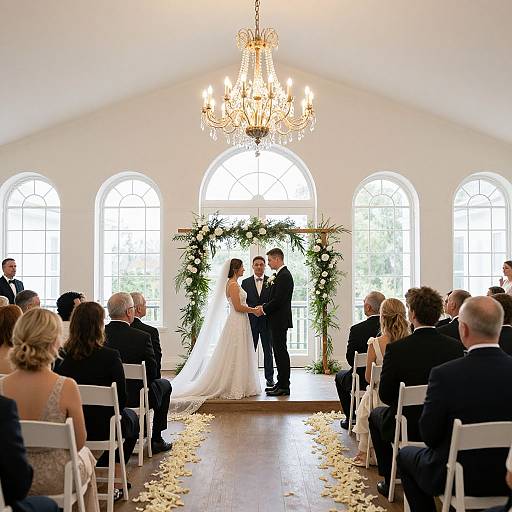 Elegant Wedding Ceremony with Arched Windows