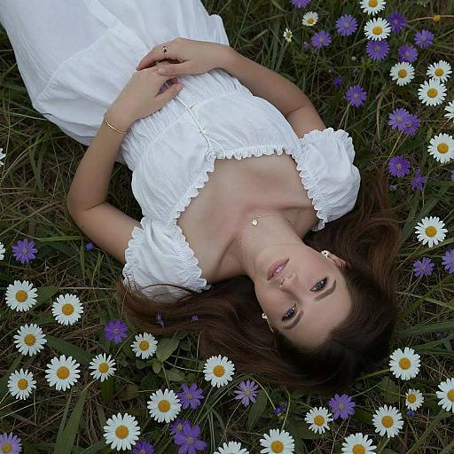 Woman in Flower Field Portrait