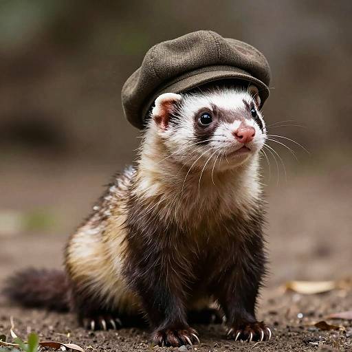 Charming Ferret in Newsboy Cap