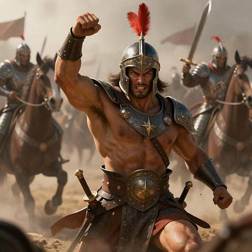 Dynamic Battle Scene with Fierce Warrior