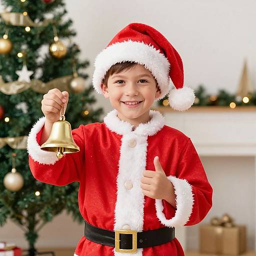 Festive Santa Boy with Bell