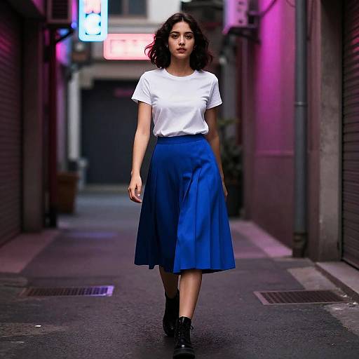 Punk Woman in Neon Alley