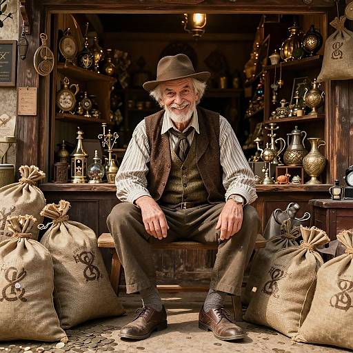 Moneymonger Portrait with Rustic Charm