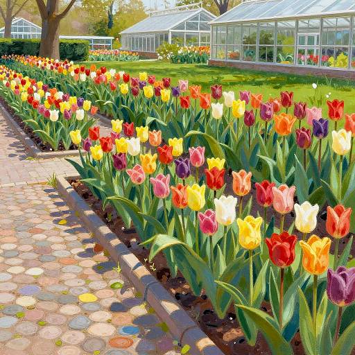 Vivid Spring Tulip Garden Painting