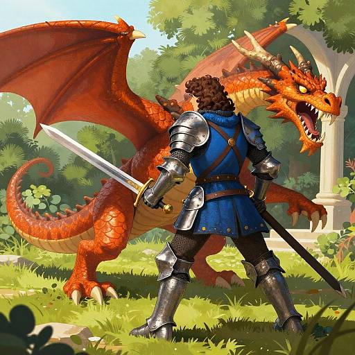 Medieval Knight Vs Fierce Dragon