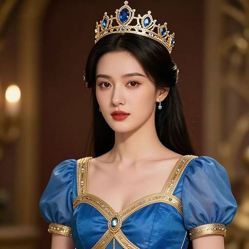 Regal Female in Blue and Gold