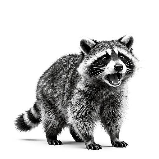 Frightened Black Raccoon Line Art