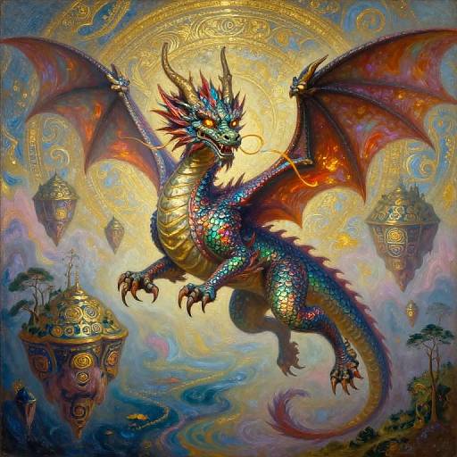 Majestic Dragon Soaring Through Dreamscape