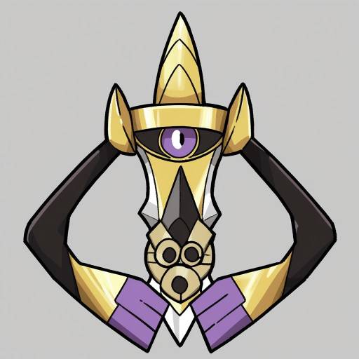 Illustration of Aegislash, pokemon in the style of Mark gavatino
