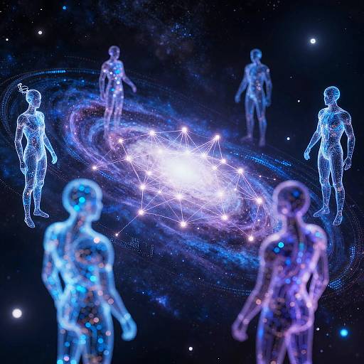 AI Entities Collaborating in Neural Network Galaxy