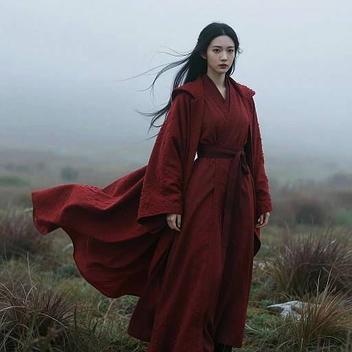 Mysterious Figure on Foggy Moor