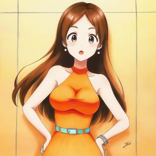 Elegant Yui Hirasawa in Orange Dress