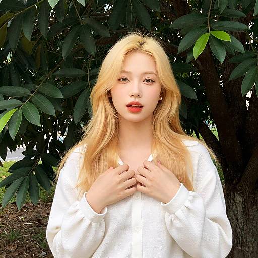 Young Woman Posing by a Majestic Tree
