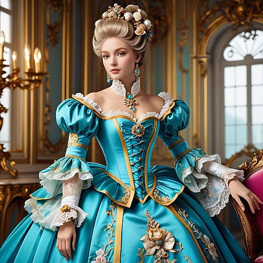 Woman in Rococo Style Dress
