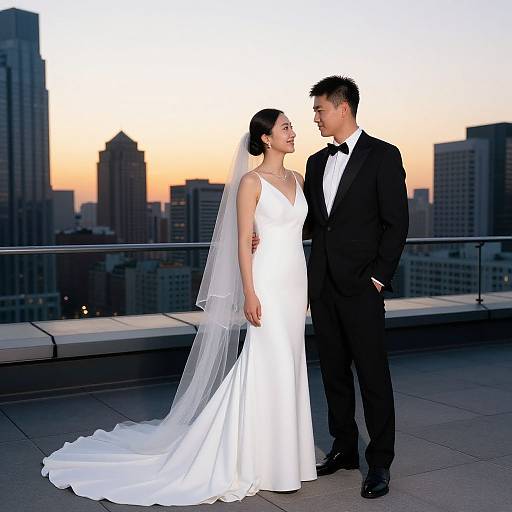Modern Urban Rooftop Wedding Photo