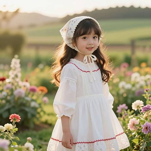 Young Girl in Sunlit Garden