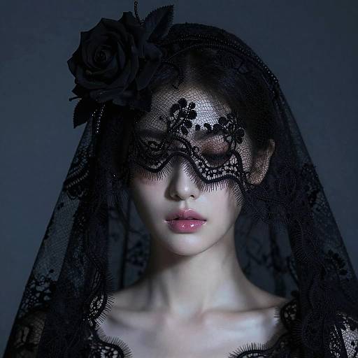 Moody Gothic Elegance with Veiled Woman
