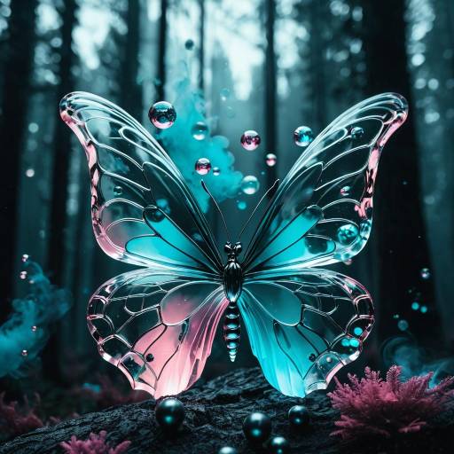 Dreamy Crystal Butterfly with Abstract Elements