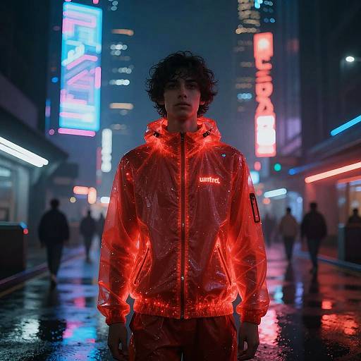 Glowing Red Cyberpunk Cityscape Night