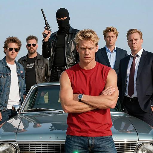 Epic Group Shot with Classic Car