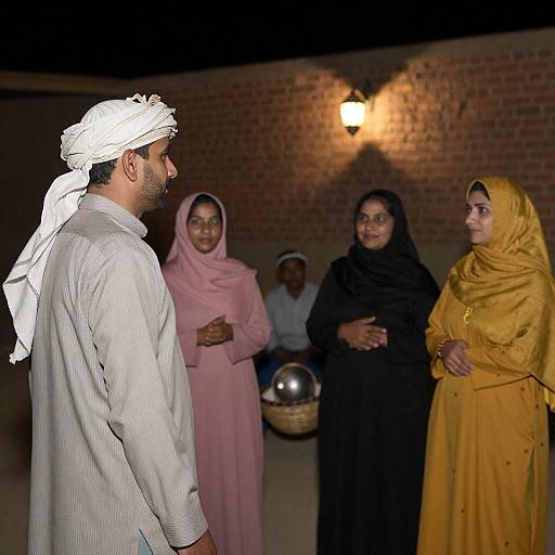 Nighttime Village Gathering