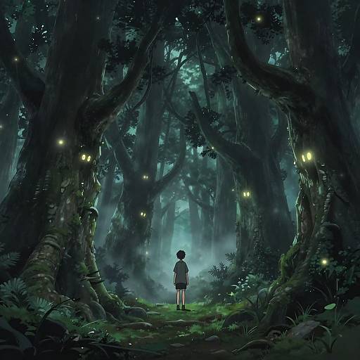 Dark Anime Forest Exploration