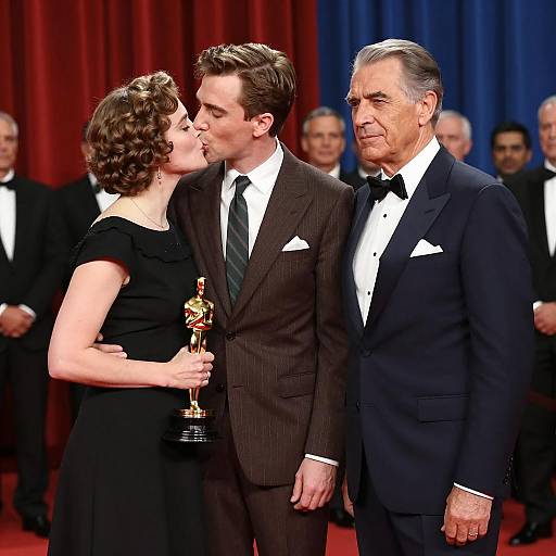 Couple Kissing at Formal Award Ceremony