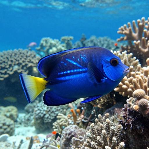 Blue Daggertail Fish in Coral Reef