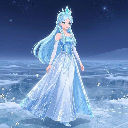 Ice Princess Anime on Frozen Lake