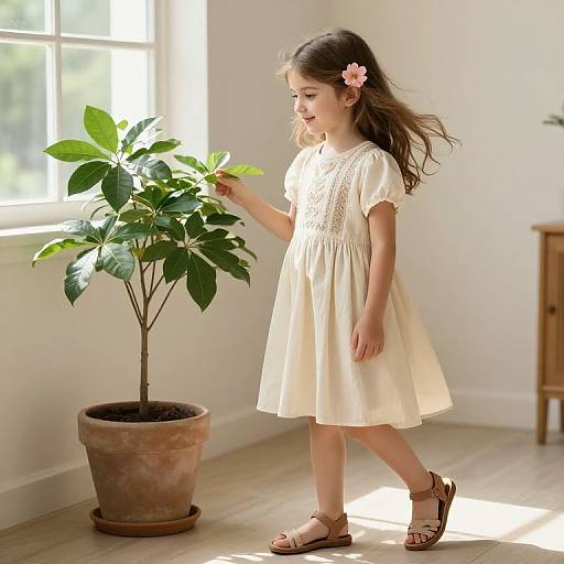 Young Girl with Vintage Floral Charm