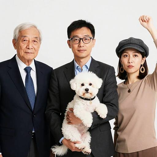 Portrait of Three Figures with Dog