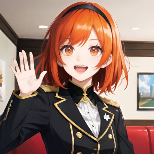 Dynamic Anime Girl in Aesthetic Living Room