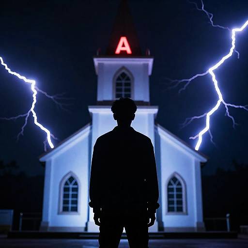 Mysterious Silhouette in Electric Landscape