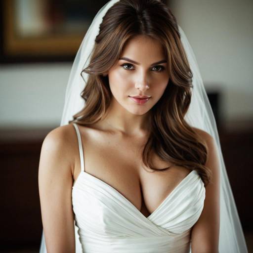Bride in Elegant White Wedding Dress